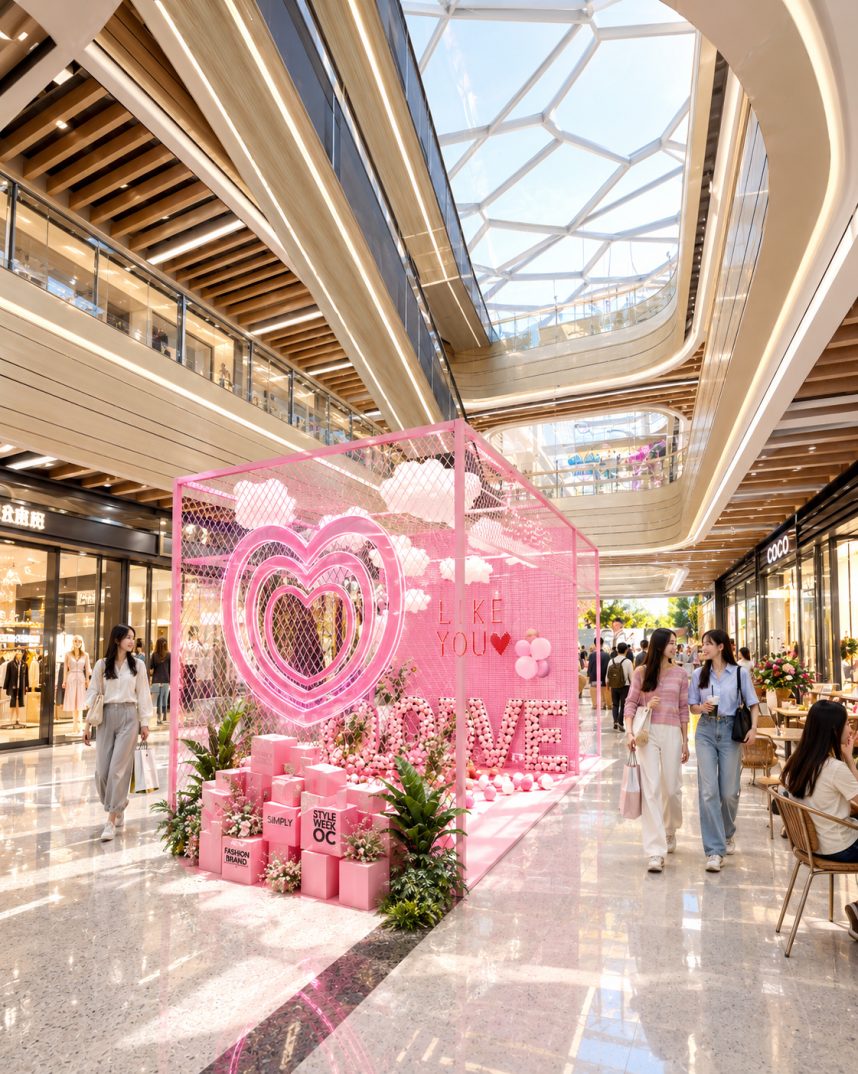 图9 内街“LOVE”主题空间,时尚与浪漫交织